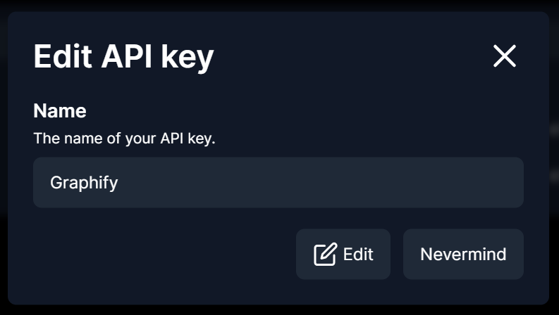 API key editing